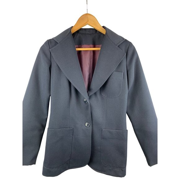 Vintage Happy Legs Blazer Size 5 Classic Black Wool Womens Jacket - Picture 3 of 5